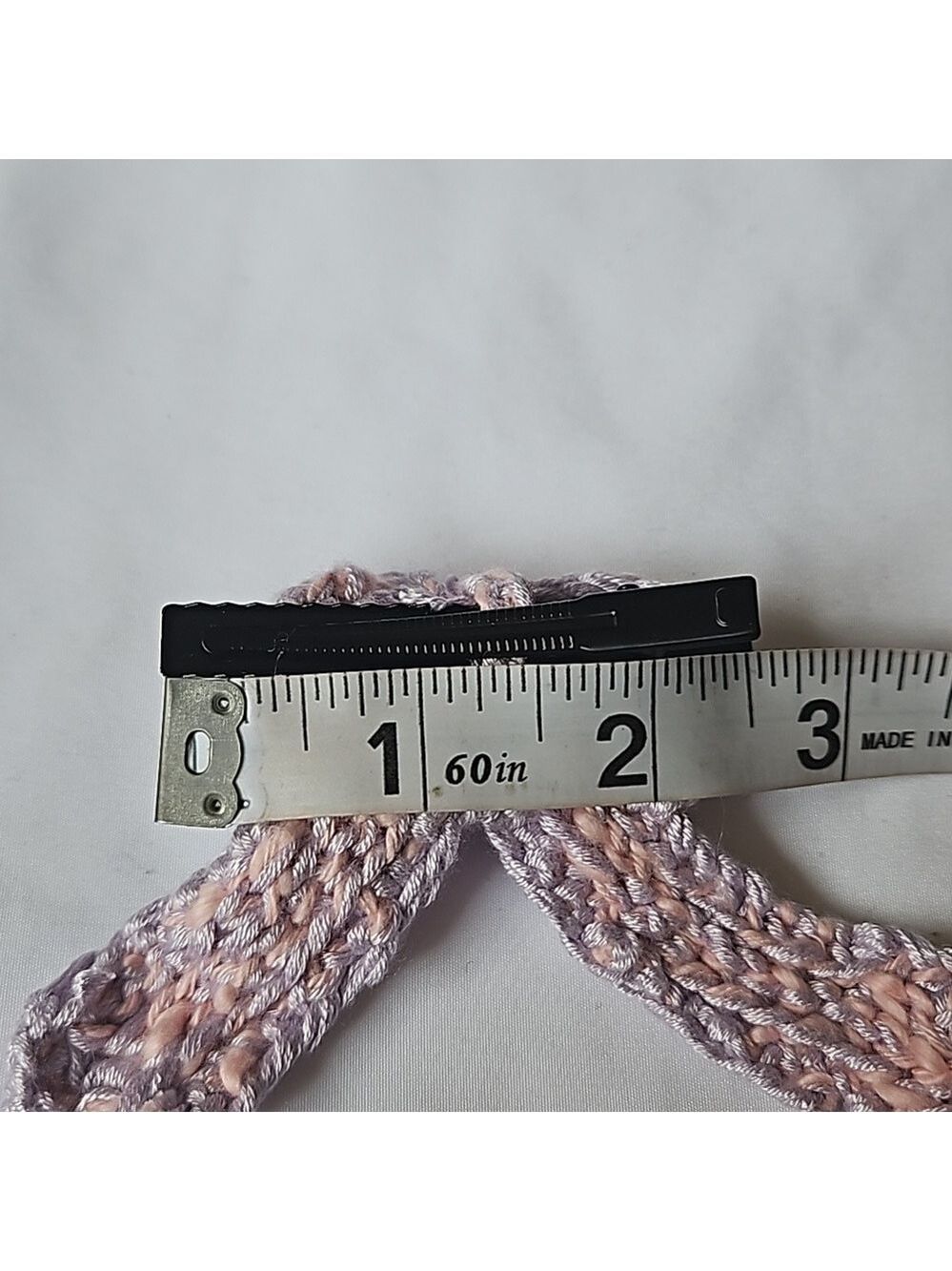 Hand Crafted Purple Crochet Bow Hair Clip Accessory 2.5" black alligator clip - Picture 13 of 17